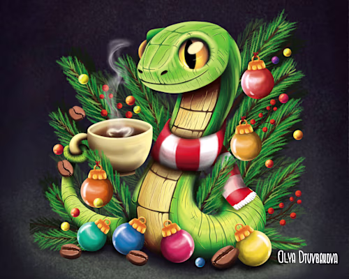 Christmas illustration for Ukrainian Coffee House 2024