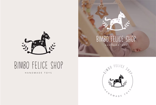 Boho hand drawn logo design for baby toy shop