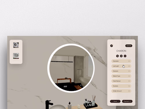 3D Mirror Configurator — Dimensions, Lighting & Accessories