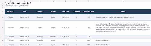 Excel Data Validation — Synthetic Data Demo