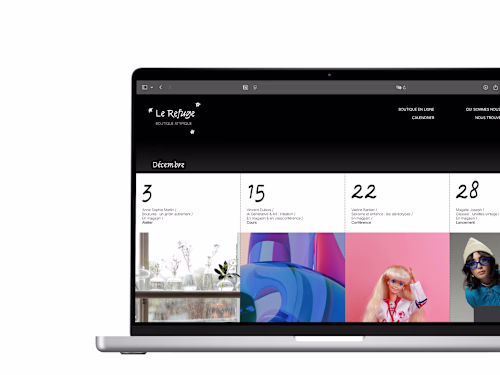 Le Refuge : Schedule & Events Website for a High-End shop