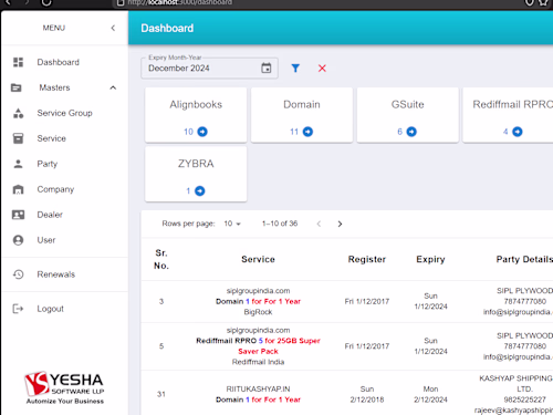 CRM and Renewal Management System Development