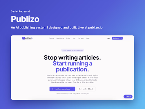 Publizo: AI publishing SaaS I designed and built