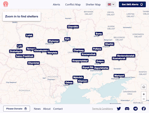 Ukraine Siren Alerts Website (React, Typescript)