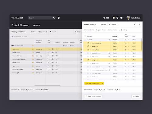 Yandex. Direct app.