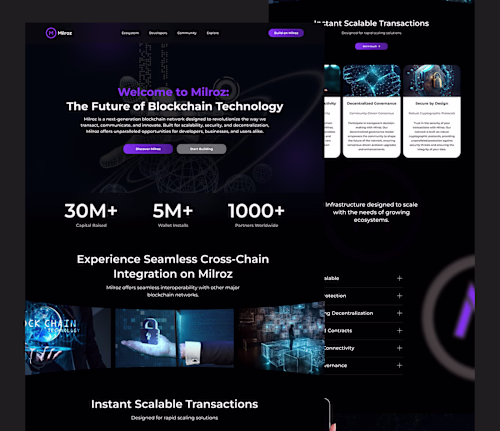 Milroz Blockchain Network Landing Page :: Behance