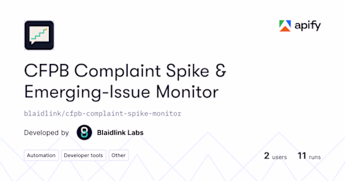 CFPB Complaint Spike & Emerging-Issue Monitor