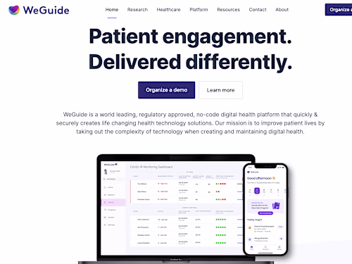 WeGuide - the world leading, no code, digital health platform.