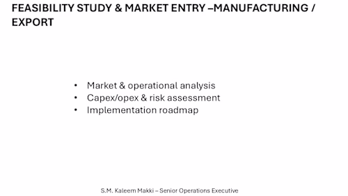FEASIBILITY STUDY & MARKET ENTRY