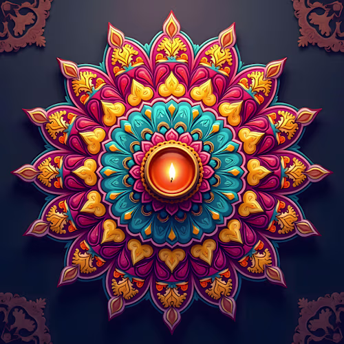 Vibrant Diwali rangoli mandala design