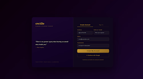 

Built creAIte, a full-stack creative
