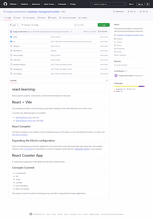 Employee management app built with