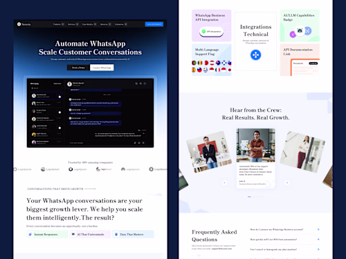 Landing page for WhatsApp automation conversations platform.