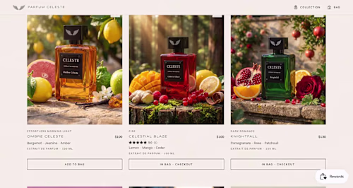Parfum Celeste — custom Shopify theme for a niche perfume house