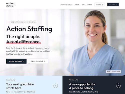 Action Staffing: website for a