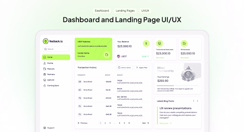 Cryptofeeback - UI Design (Dashboard and Web)