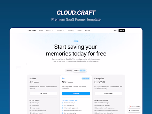 CloudCraft - SaaS Framer Template