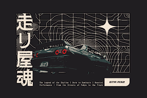 Brutalist & Neo-Retro Car Apparel Designs