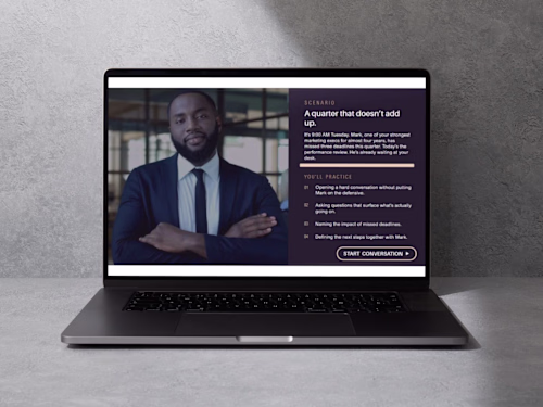 E-learning performance review AI simulation