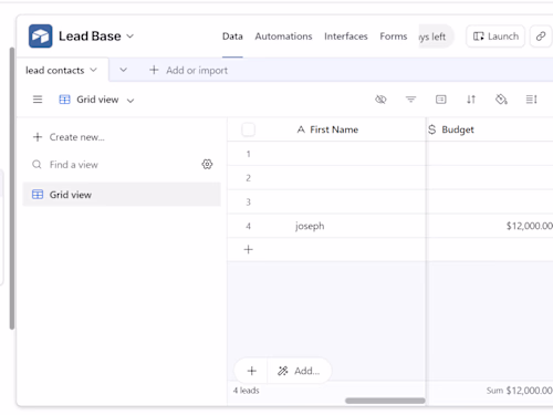 created a automated data lead