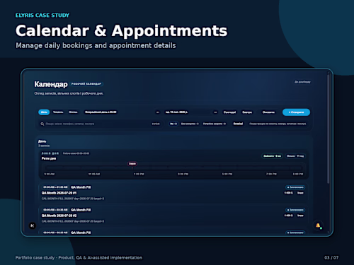 Manage daily bookings, appointment details