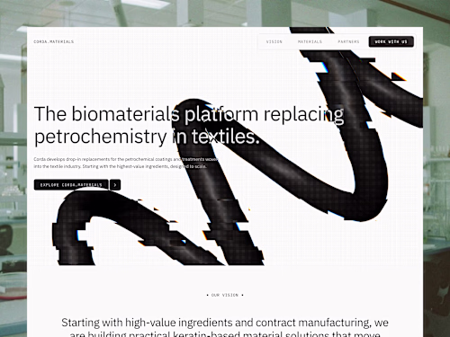 Biomaterials Startup Landing Page