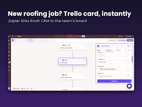 Roofing CRM to Trello Automation with Zapier