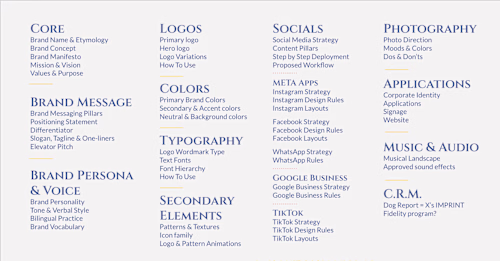 Exhaustive Brand Manual deliverables for