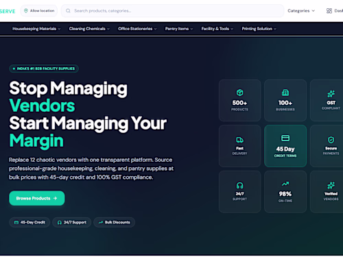 Built PrimeServe's full-stack B2B procurement