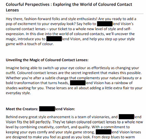 Blog writing for a Eyewear Company