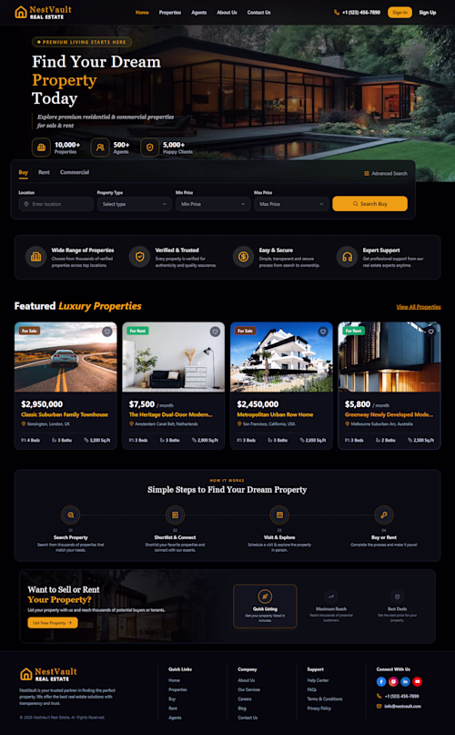 NestVault – Luxury Real Estate Platform & Property Marketplace