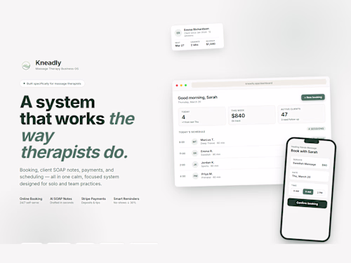 Kneadly - SaaS Platform for Massage Therapists