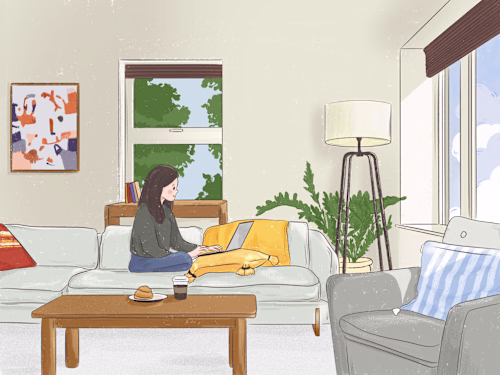 Pastel illustration Reflecting Cozy Creative Moments