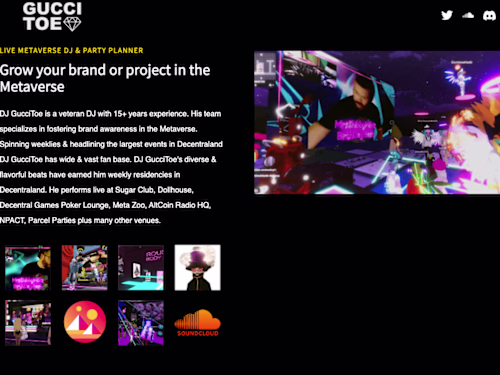 DJ GucciToe 💎 Metaverse DJ -Web site build & NFT collection