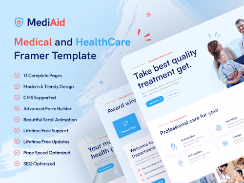 MediAid - Medical and health care framer template