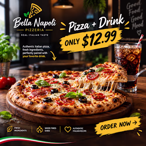 
A mouthwatering pizza social media