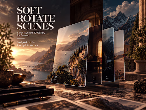 Soft Rotate Scenes - Scroll-Synced 3D Gallery