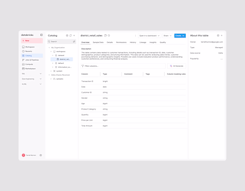The Databricks Data Catalog: Enhancing Usability and Trust