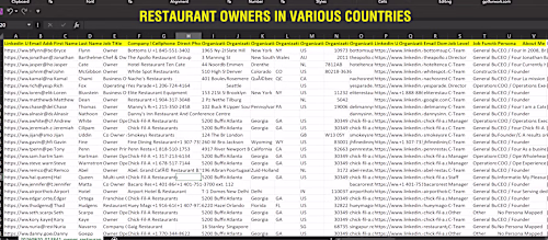 RESTAURANT OWNERS LEADS FROM VARIOUS