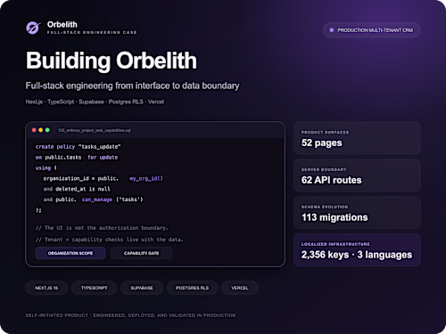 Building Orbelith. Full-stack multi-tenant CRM engineering
