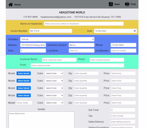 Invoice/WorkOrder Management App