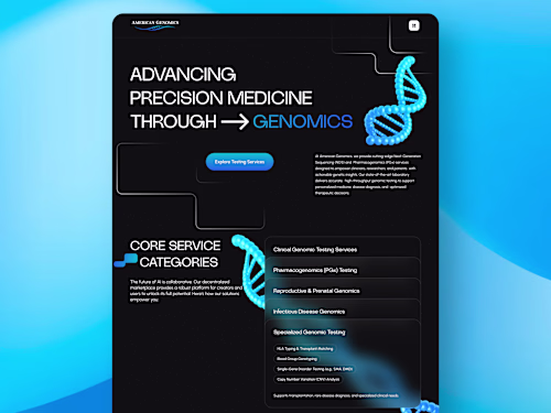 American Genomics Landing Page UI