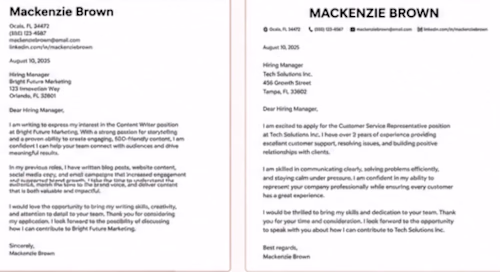 Cover Letter Examples
