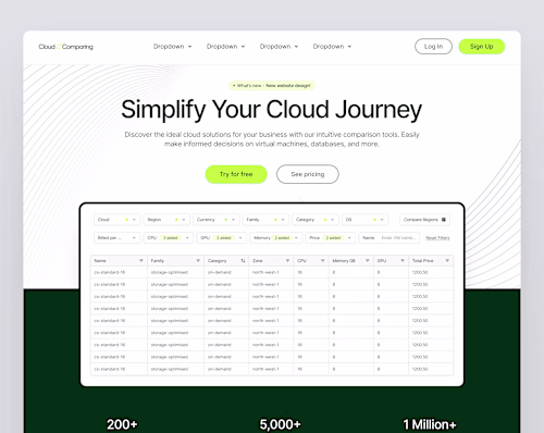 CloudComparing - Website Design
