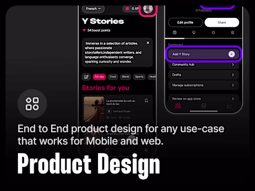Full Stack End to End Product UI/UX for your app