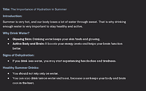 Health Article - The Importance