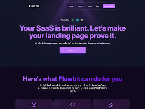 Flowbit - Hero developed with Next JS and Tailwind CSS