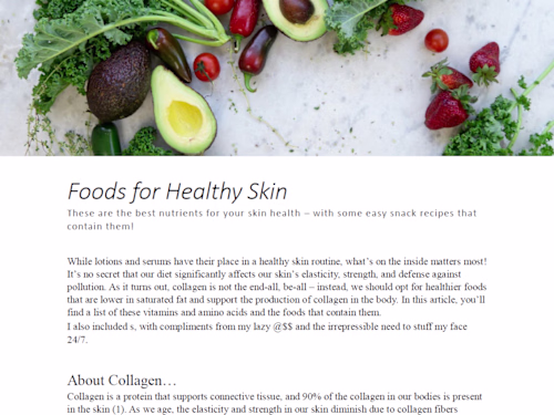 Foods for Healthy Skin (blog post)