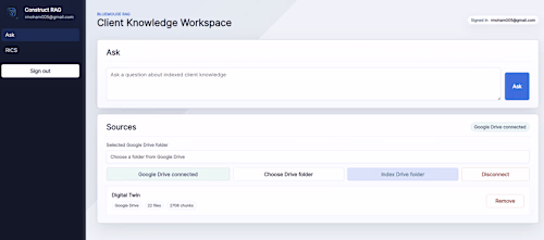 Built a RAG-based
knowledge assistant that