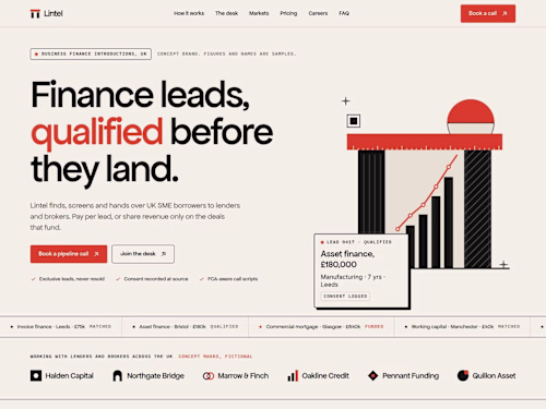 Lintel: B2B Finance Lead Site Built in Framer (Concept)